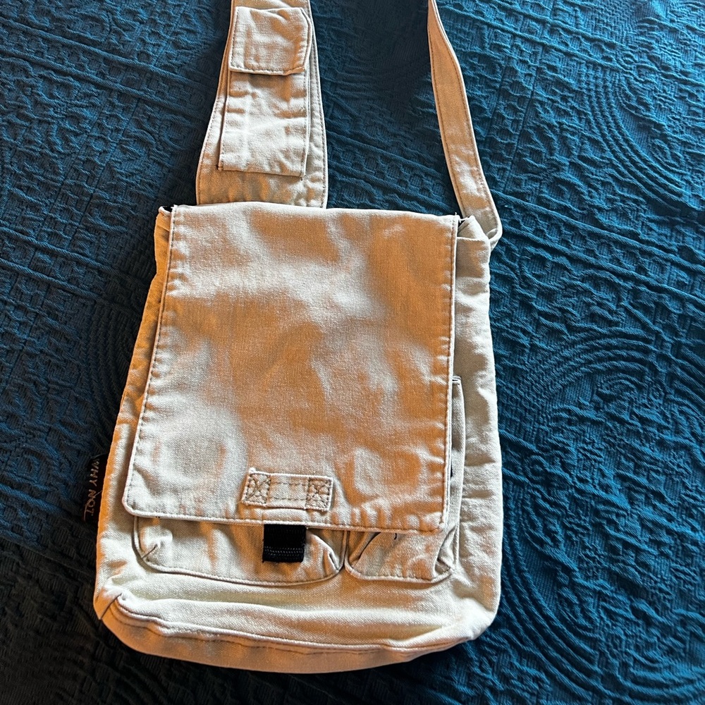 Tan Canvas Utility Crossbody Bag by Why Not